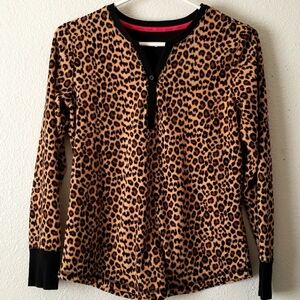 Betsey Johnson Cheetah Print Velour Popover Size S